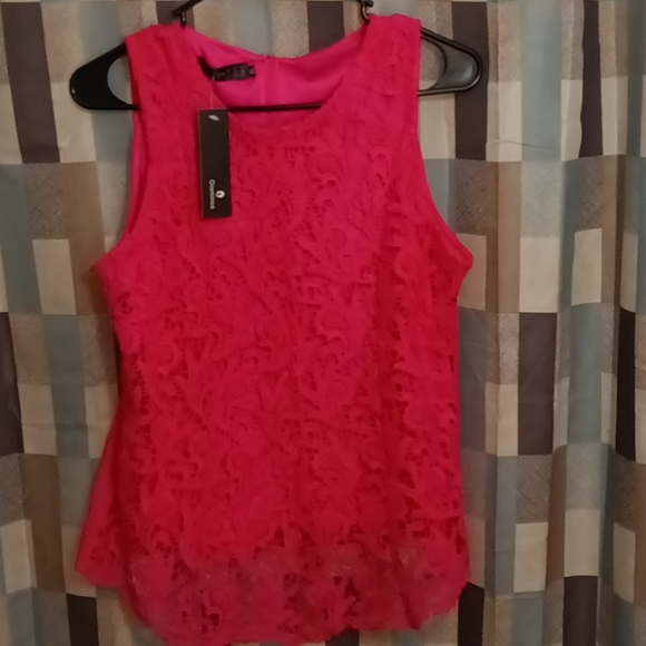 FINAL PRICE NWT Oioninos beautiful pink laced front & solid zippered back blouse - Picture 2 of 3
